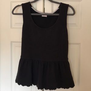 Anthropologie Black Scalloped Edge Top